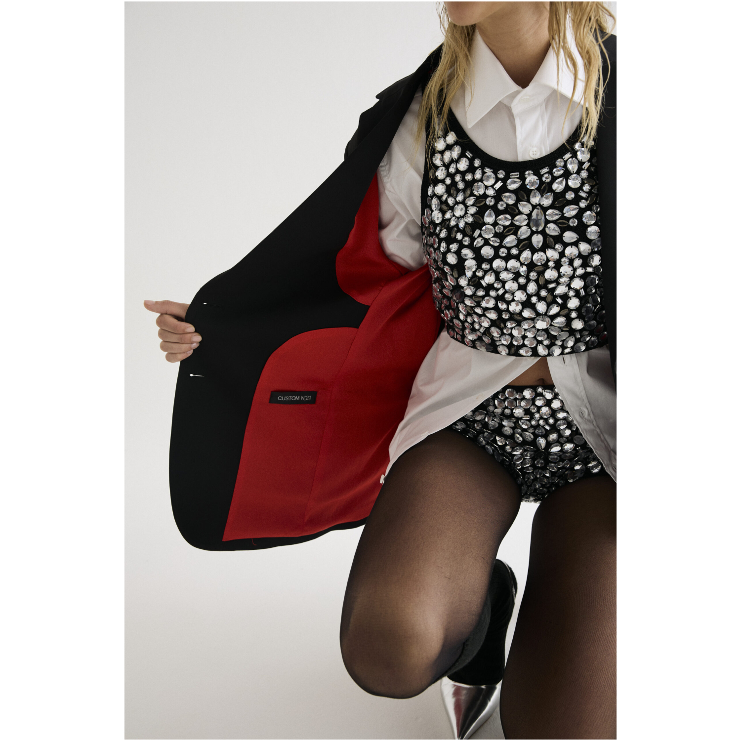 conjunto de Top y Culotte de lurex bordado